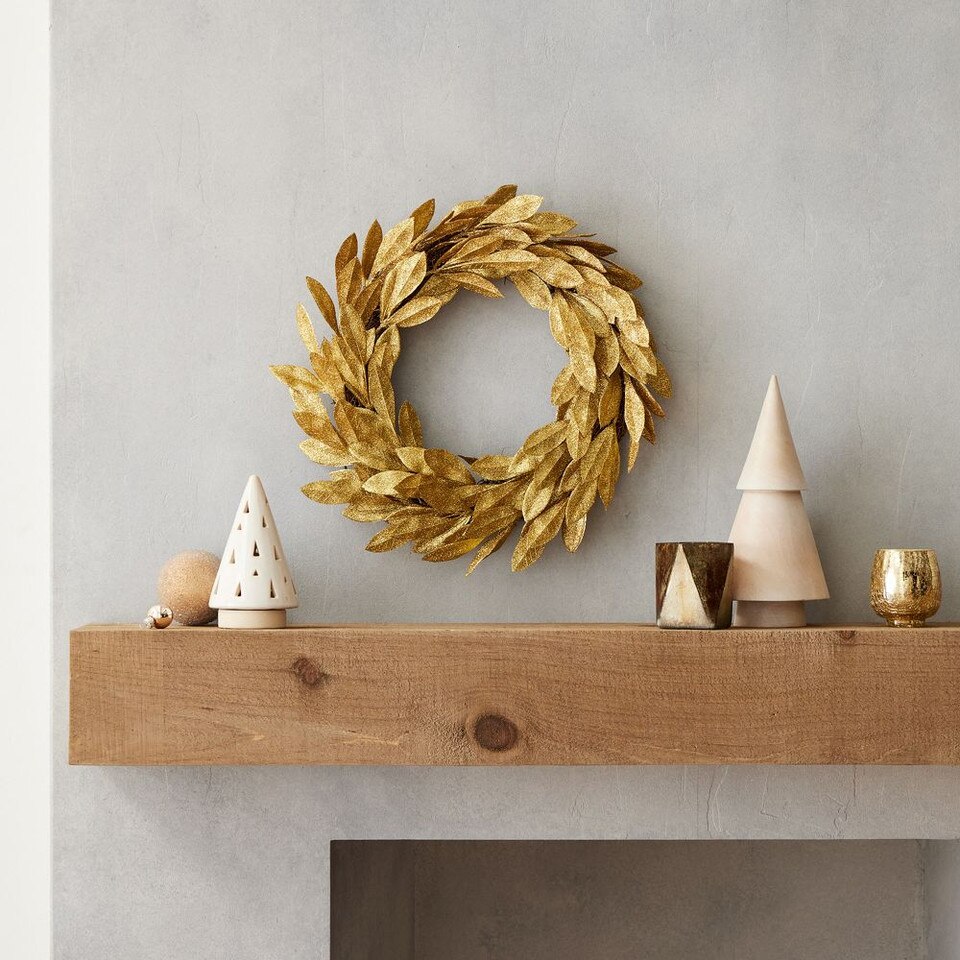 Kraft & Glitter Leaves Wreath Gold West Elm UK